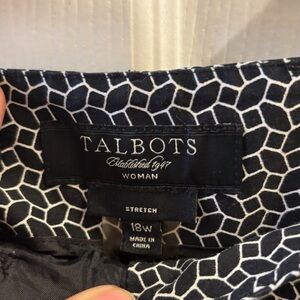 Talbots plus size black and white print pants